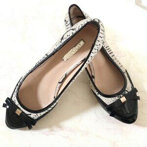 Casso Vito Snakeskin Mirrored Heel Pointy Flats 36